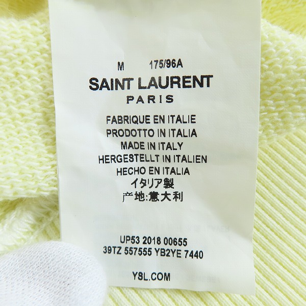 実際に弊社で買取させて頂いた【JPタグ】SAINT LAURENT PARIS/サンローランパリ パーカー フーディ ロゴ イエロー 557555 YB2YE/Mの画像 3枚目