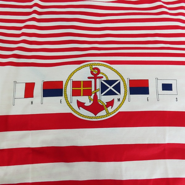 実際に弊社で買取させて頂いたHERMES/エルメス ボーダー柄半袖Tシャツ コットン マリンルック の画像 4枚目