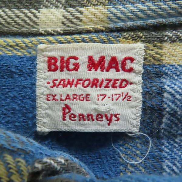 実際に弊社で買取させて頂いたBIG MAC PENNEYS/ビッグマック 60s ヴィンテージ ヘビーネルシャツ/XLの画像 2枚目