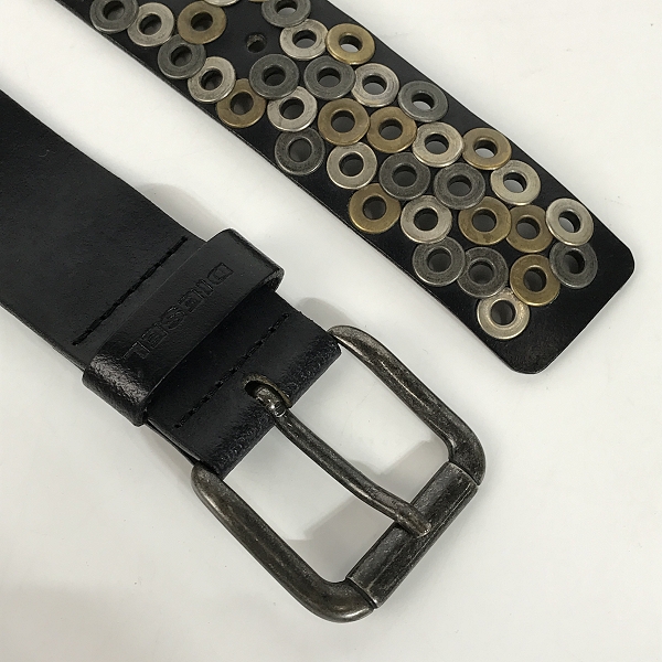 実際に弊社で買取させて頂いたDIESEL/ディーゼル レザースタッズベルト ブラック/90の画像 1枚目