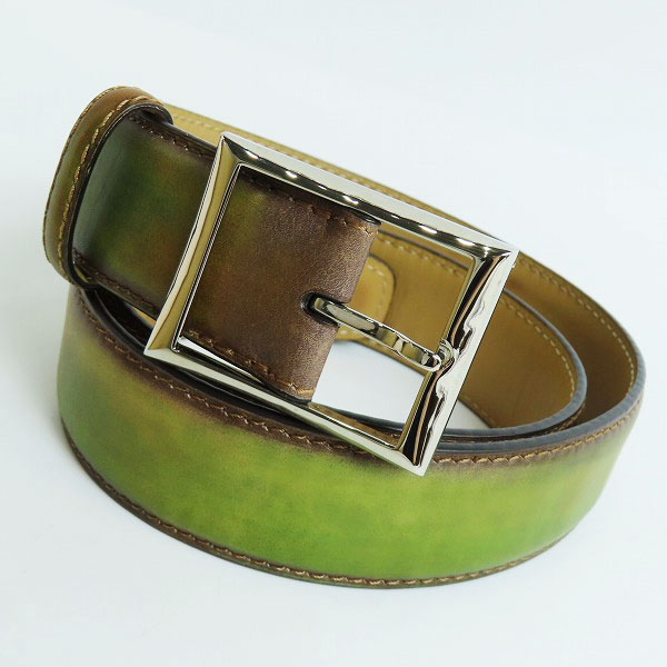 実際に弊社で買取させて頂いたBerlruti/ベルルッティ シンプルレザーベルト カーキ 85 34