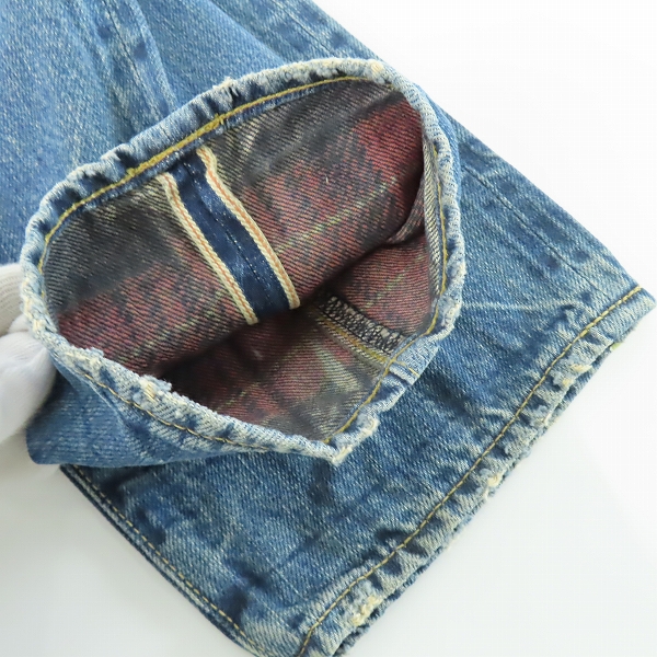 実際に弊社で買取させて頂いたHYSTERIC GLAMOUR/ヒステリックグラマー スタッズ ダメージ加工 ボタンフライ デニムパンツ 0243AP04/W29L32の画像 8枚目