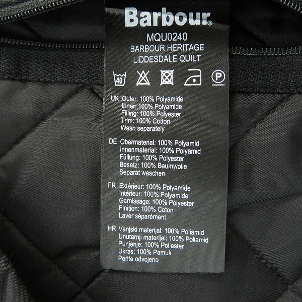 実際に弊社で買取させて頂いた【未使用】Barbour/バブアー HERITAGE LIDDESDALE QUILT/キルティングジャケット MQU0240/Lの画像 3枚目