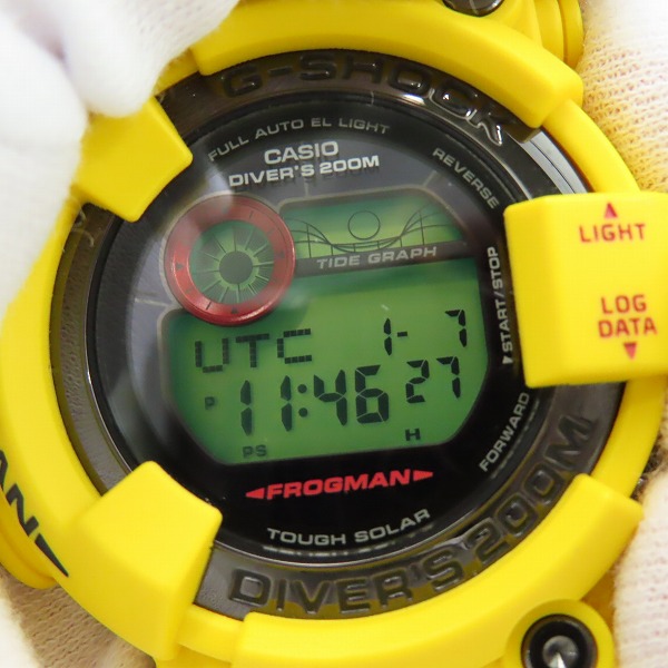 実際に弊社で買取させて頂いたG-SHOCK/Gショック 30周年 FROGMAN/フロッグマン ライトニングイエロー GF-8230E-9JRの画像 4枚目