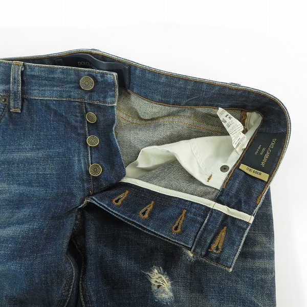 実際に弊社で買取させて頂いたDOLCE&GABBANA/ドルチェ&ガッバーナ DENIM 14GOLD ダメージ デニムパンツ G6IALD/46の画像 6枚目
