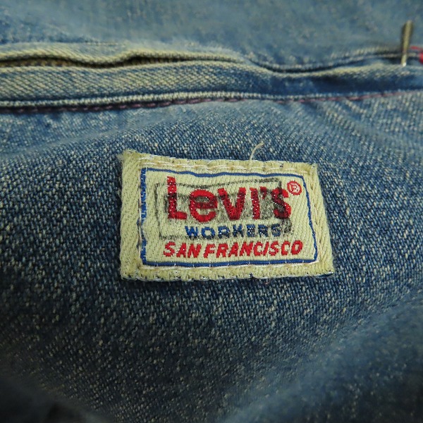 実際に弊社で買取させて頂いたLevis/リーバイス 襟コーデュロイ切替 ジップアップ デニムジャケット 米国製/38の画像 5枚目