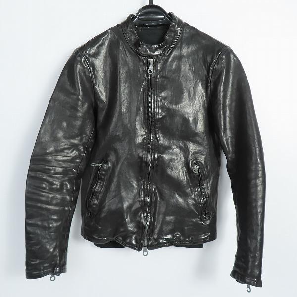 実際に弊社で買取させて頂いたISAMU KATAYAMA BACKLASH/バックラッシュ イタリアンショルダ シングルライダース ジャケット 1254-01/2(M)