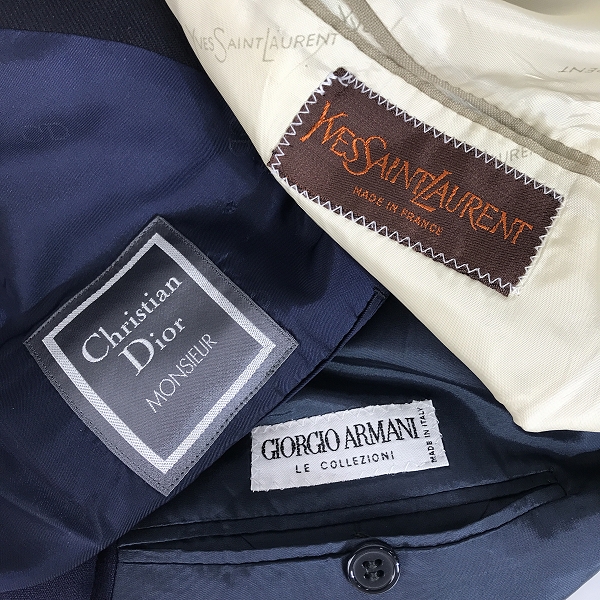 実際に弊社で買取させて頂いた【おまとめ】Christian Dior/YVES SAINT LAURENT/GIORGIO ARMANI 等 テーラードジャケット コート
