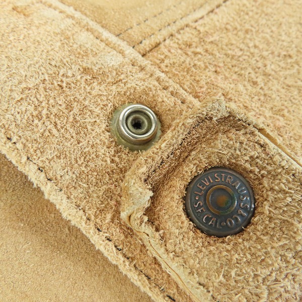 実際に弊社で買取させて頂いたLEVIS/リーバイス  均等V ビッグE 60-70S ヴィンテージ 3rd Type スエード/スウェード レザー トラッカージャケットの画像 6枚目