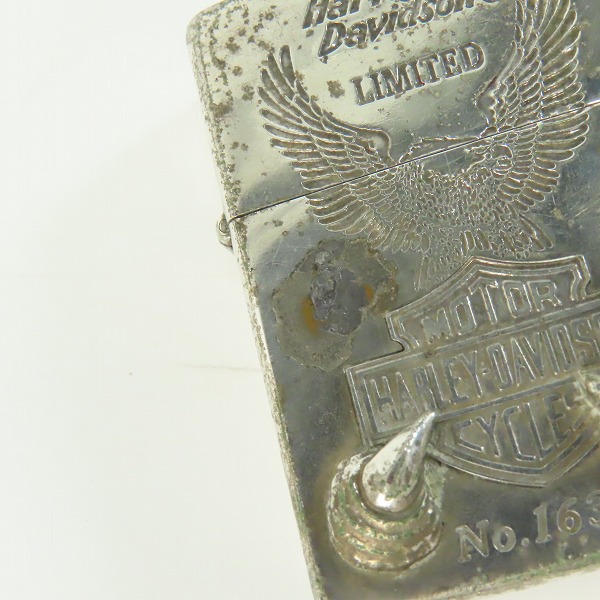 実際に弊社で買取させて頂いたZIPPO/ジッポー HARLEY-DAVIDSON/ハーレーダビッドソン クロウ メタル貼り No.1630 1994年製の画像 7枚目