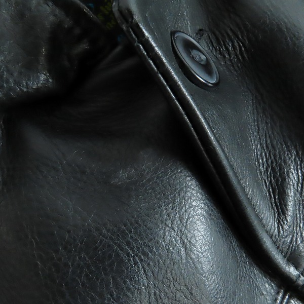 実際に弊社で買取させて頂いたSchott/ショット レザーカーコート サボテンタグ/黒牛タグ 7420 533US 40の画像 9枚目