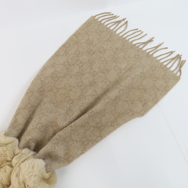 実際に弊社で買取させて頂いたGUCCI/グッチ ラビットファー/カシミヤ マフラーの画像 3枚目