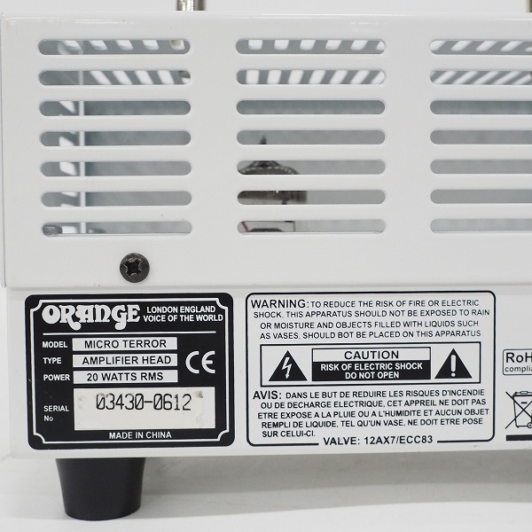実際に弊社で買取させて頂いたORANGE/オレンジ MICRO TERROR/マイクロテラー 20W ギターアンプ ヘッドアンプ【動作確認済】の画像 6枚目