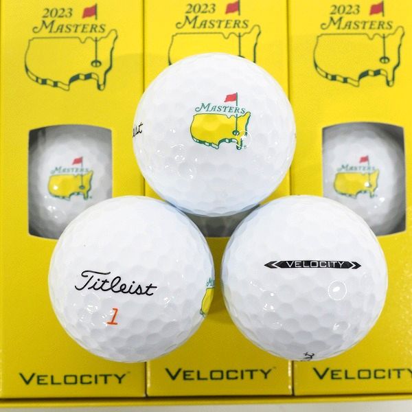 実際に弊社で買取させて頂いた【未使用/オウンネーム】Titleist/タイトリスト VELOCITY/ベロシティ 2023 MASTERS ゴルフボール ホワイト 1ダースの画像 1枚目
