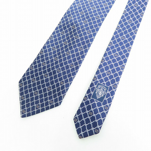 実際に弊社で買取させて頂いたGUCCI/グッチ GGロゴ×ロープ柄 シルクネクタイの画像 1枚目