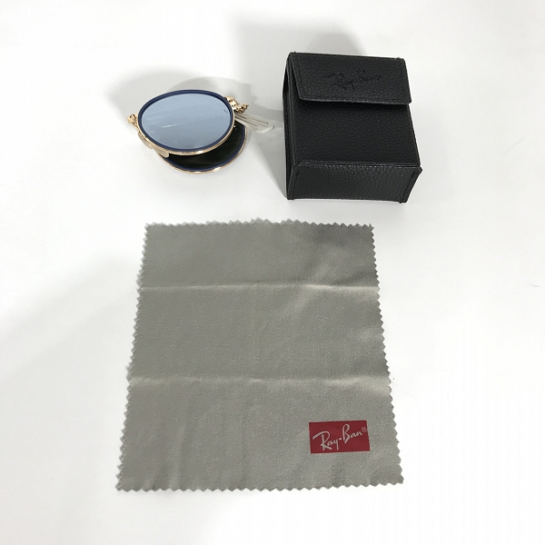 実際に弊社で買取させて頂いたRAY-BAN/レイバン 折りたたみサングラス ラウンド フォールディング サングラス アイウェア ブルー RB3517の画像 9枚目