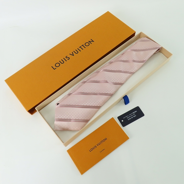 実際に弊社で買取させて頂いたLOUIS VUITTON/ルイヴィトン モノグラム ストライプ シルク ネクタイ ピンクの画像 7枚目