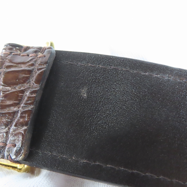 実際に弊社で買取させて頂いたTOMFORD/トムフォード スクエア ゴールド バックル クロコダイル レザーベルト 90/36の画像 6枚目