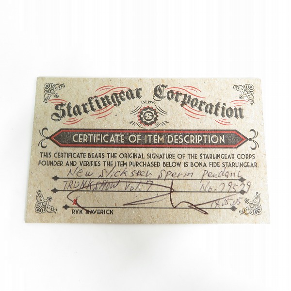 実際に弊社で買取させて頂いた【ギャラ付き】STARLINGEAR/スターリンギア Sperm/スパーム ペンダントトップの画像 8枚目