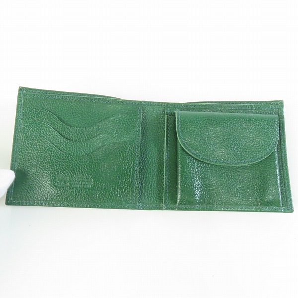 実際に弊社で買取させて頂いたIL BISONTE/イルビゾンテ レザー グリーン 二つ折り財布/ウォレットの画像 3枚目