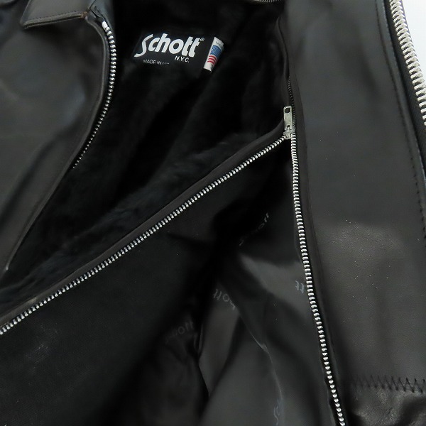 実際に弊社で買取させて頂いたSCHOTT/ショット ファーライナー付き シングルレザーライダースジャケット/36の画像 5枚目