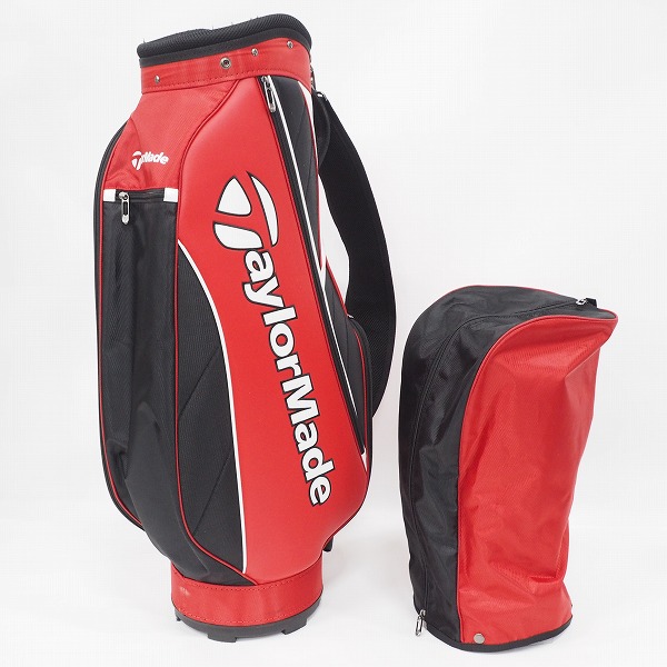 実際に弊社で買取させて頂いたTaylorMade/テーラーメイド TJ105 9型 5分割キャディバッグ レッド×ブラックの画像 1枚目