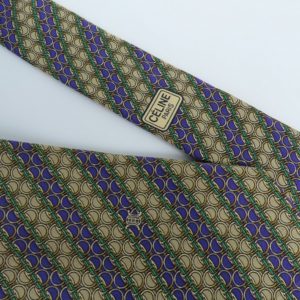 実際に弊社で買取させて頂いたCELINE/セリーヌ 総柄 シルクネクタイの画像 5枚目