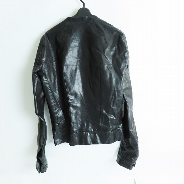 実際に弊社で買取させて頂いたRick Owens/リックオウエンス カーフレザー シングルライダースジャケット RU3774/46の画像 1枚目
