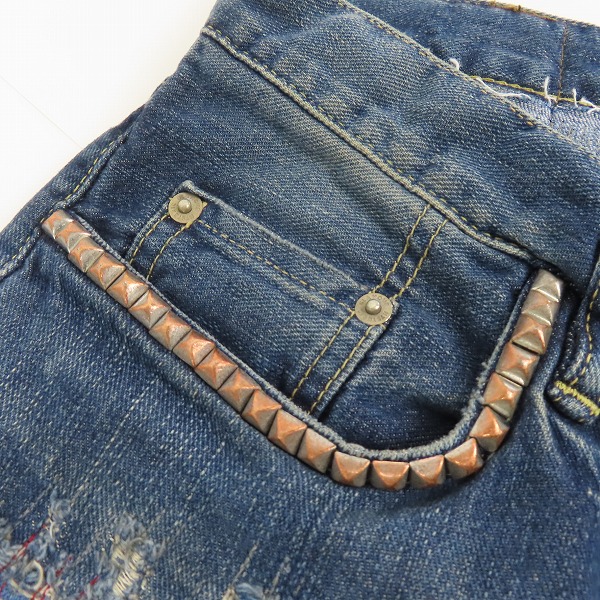 実際に弊社で買取させて頂いた【未使用】HYSTERIC GLAMOUR/ヒステリックグラマー PR加工 スタッズ付 ダメージ加工 デニムパンツ 0224AP05 28の画像 7枚目