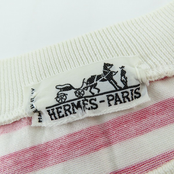 実際に弊社で買取させて頂いたHERMES/エルメス ボーダー柄半袖Tシャツ コットン マリンルック の画像 2枚目