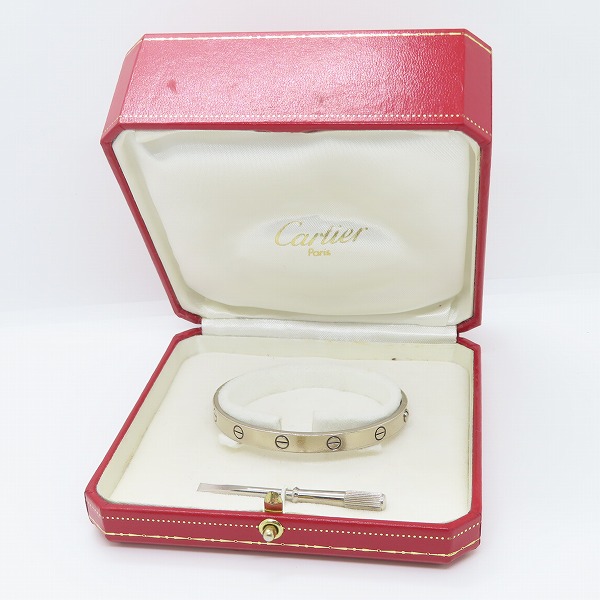 実際に弊社で買取させて頂いたCartier/カルティエ LOVE ブレスレット/ラブブレスレット AU750/K18WG/#18 ドライバー付きの画像 9枚目