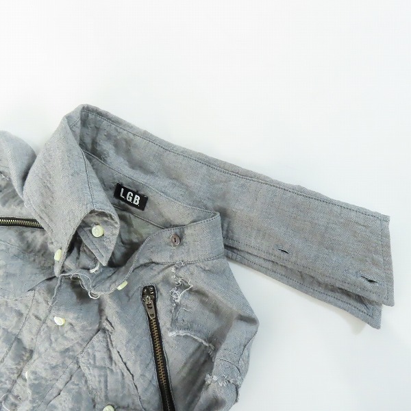 実際に弊社で買取させて頂いたL.G.B./ルグランブルー シワ加工 ボタンダウン スリムシャツ グレー/1の画像 5枚目
