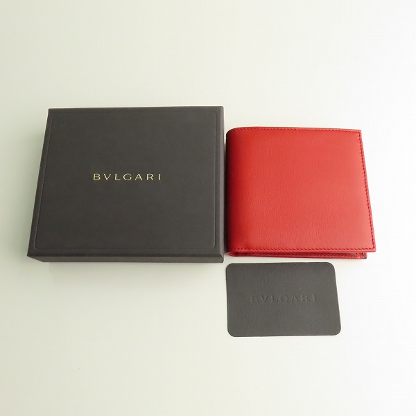 実際に弊社で買取させて頂いたBVLGARI/ブルガリ 二つ折り財布 コインケース カードケース レッドの画像 9枚目