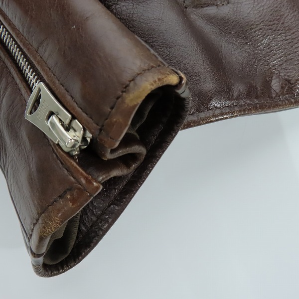 実際に弊社で買取させて頂いたA BATHING APE×Schott/アベイシングエイプ×ショット 12AW ステアハイド NYC ライダースジャケット 001HJ9831937/XLの画像 7枚目