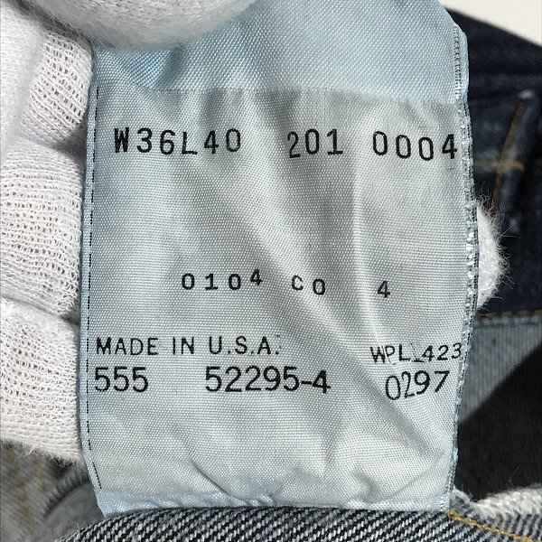 実際に弊社で買取させて頂いたLevi’s/リーバイス LVC 201XX 刻印555 バレンシア工場 BIGE ビッグE 201-0004/W36L40の画像 4枚目