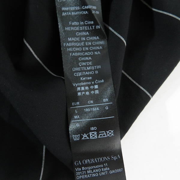 実際に弊社で買取させて頂いたEMPORIO ARMANI/エンポリオアルマーニ 22SS BLACK PINSTRIPE/半袖シャツ 211846 2R466/Lの画像 4枚目