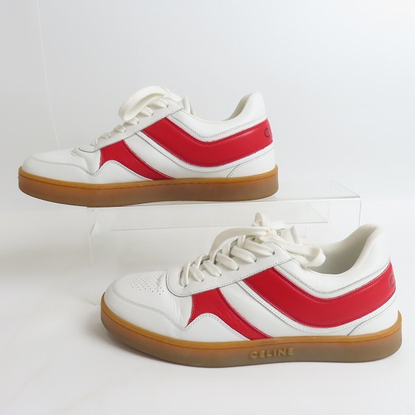 実際に弊社で買取させて頂いたCELINE/セリーヌトリオンフ カーフ レザー ローカットスニーカー RM0252 349223338C/41の画像 3枚目