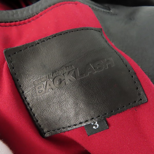 実際に弊社で買取させて頂いたBACKLASH/バックラッシュ オリーチェイタリアンショルダー レザー ダブルライダース 1572-02/Lの画像 2枚目