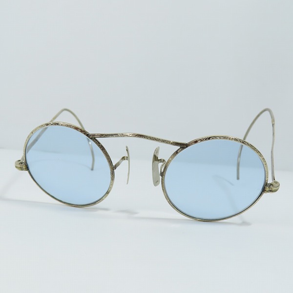 実際に弊社で買取させて頂いた【ノーブランド扱い】ノーズパット10K刻印/ヴィンテージ/ビンテージ 唐草模様/ラウンド型 眼鏡フレームの画像 1枚目