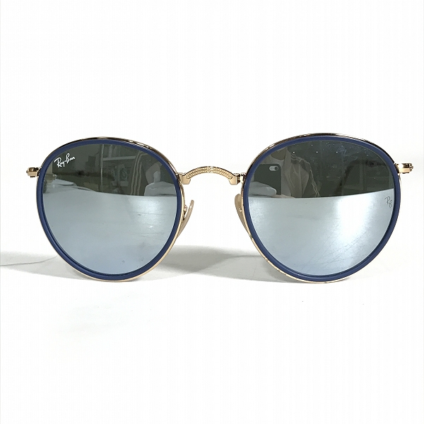 実際に弊社で買取させて頂いたRAY-BAN/レイバン 折りたたみサングラス ラウンド フォールディング サングラス アイウェア ブルー RB3517の画像 1枚目
