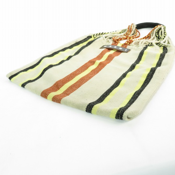 実際に弊社で買取させて頂いたMARNI/マルニ ストライプ柄 フリンジ付きハンモックバッグ ストライプ柄の画像 2枚目