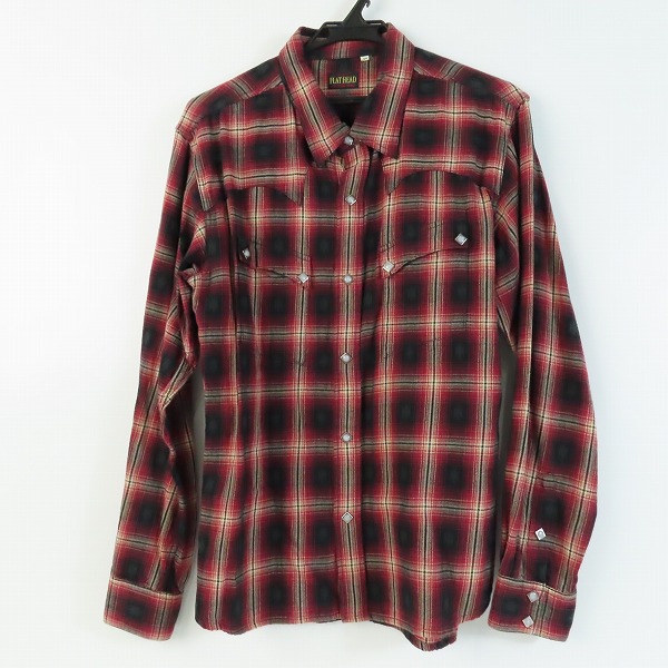 実際に弊社で買取させて頂いたTHE FLAT HEAD/フラットヘッド Native Check ウエスタンシャツ レッド CW-44W/40