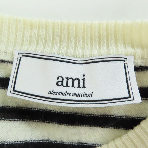 実際に弊社で買取させて頂いたami alexandre mattiussi/アミ アレクサンドルマテュッシ ウール ニット ホワイト/ブラック E15K03 /Sの画像 2枚目