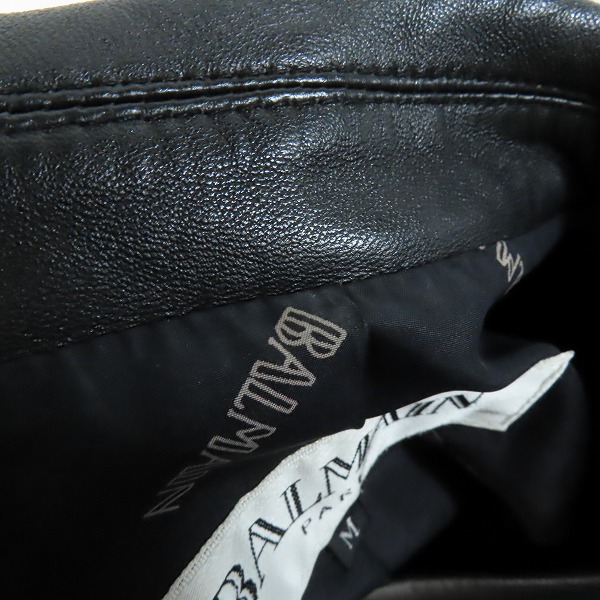 実際に弊社で買取させて頂いたBALMAIN/バルマン 羊革/シルク レザージャケット/Mの画像 4枚目