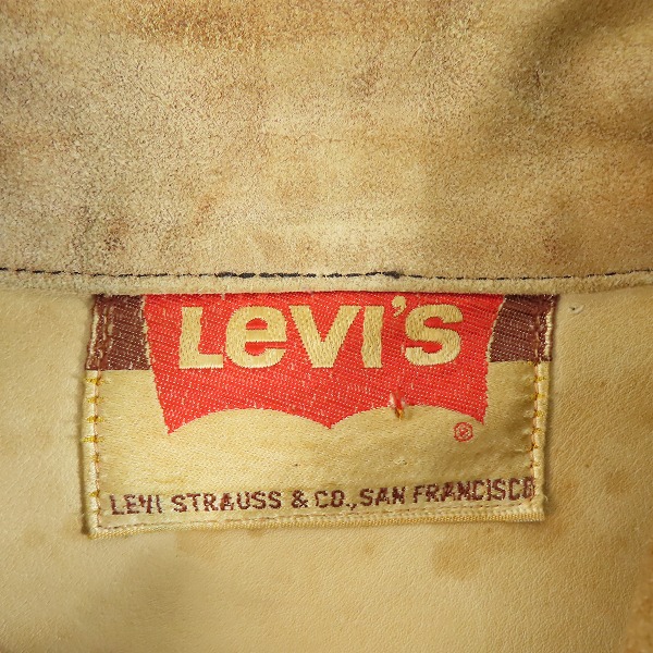 実際に弊社で買取させて頂いたLEVIS/リーバイス  均等V ビッグE 60-70S ヴィンテージ 3rd Type スエード/スウェード レザー トラッカージャケットの画像 2枚目