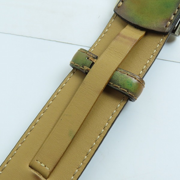 実際に弊社で買取させて頂いたBerlruti/ベルルッティ シンプルレザーベルト カーキ 85 34の画像 8枚目