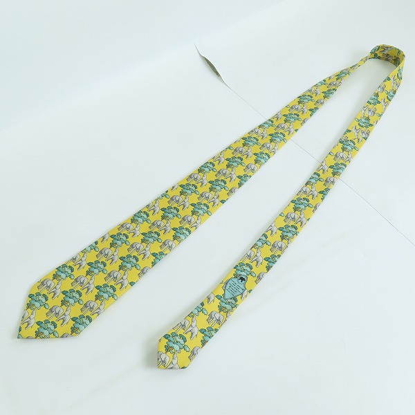 実際に弊社で買取させて頂いたHUNTING WORLD/ハンティングワールド エレファント総柄  シルクネクタイ の画像 6枚目