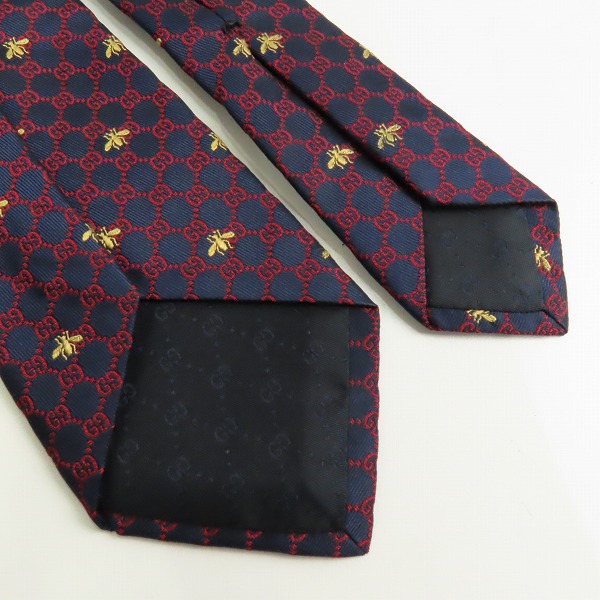 実際に弊社で買取させて頂いた【JPタグ】GUCCI/グッチ GG柄 BEE ビー 蜂 シルク ネクタイの画像 5枚目