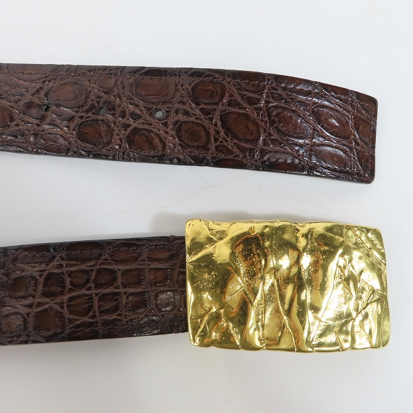 実際に弊社で買取させて頂いたTOMFORD/トムフォード スクエア ゴールド バックル クロコダイル レザーベルト 90/36の画像 1枚目