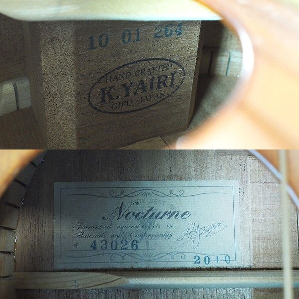 実際に弊社で買取させて頂いた★K.Yairi/ヤイリ Compact Series Nocturne/ノクターン コンパクトギター/アコースティックギター ギグケース付の画像 4枚目